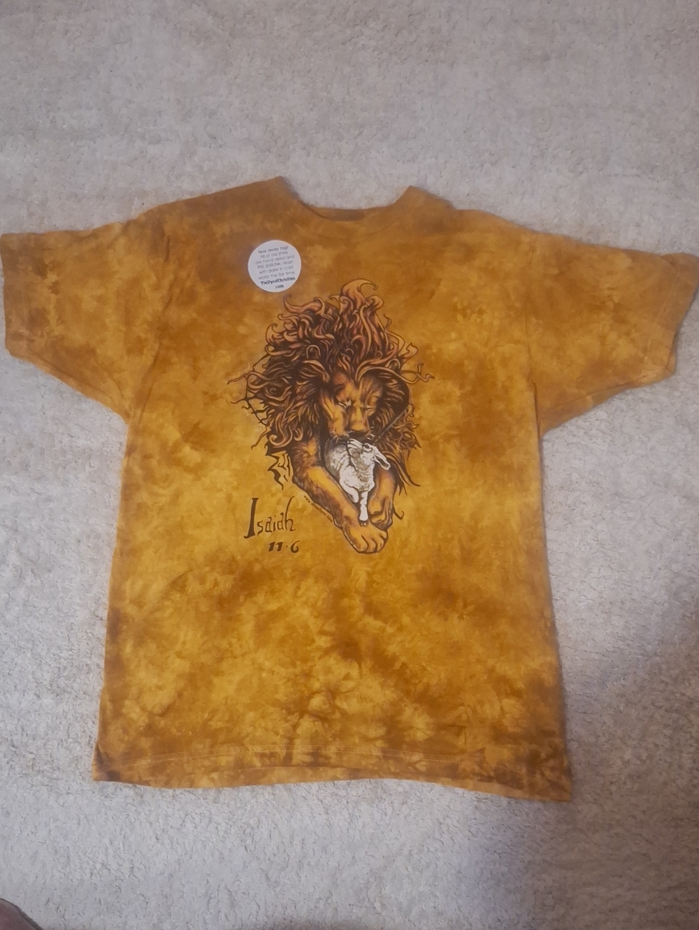 Adult Graphic Lion Tie-Dye Tee in Mustard Yellow